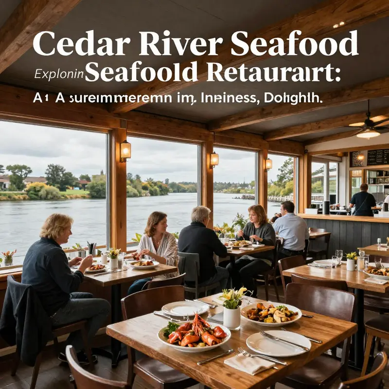 The inviting atmosphere of Cedar River Seafood in Inverness, Scotland, offering picturesque views alongside delicious seafood.