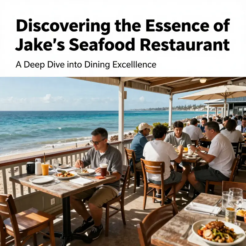 A scenic view of the ocean alongside Jake's Seafood Restaurant, embodying its vibrant dining culture.