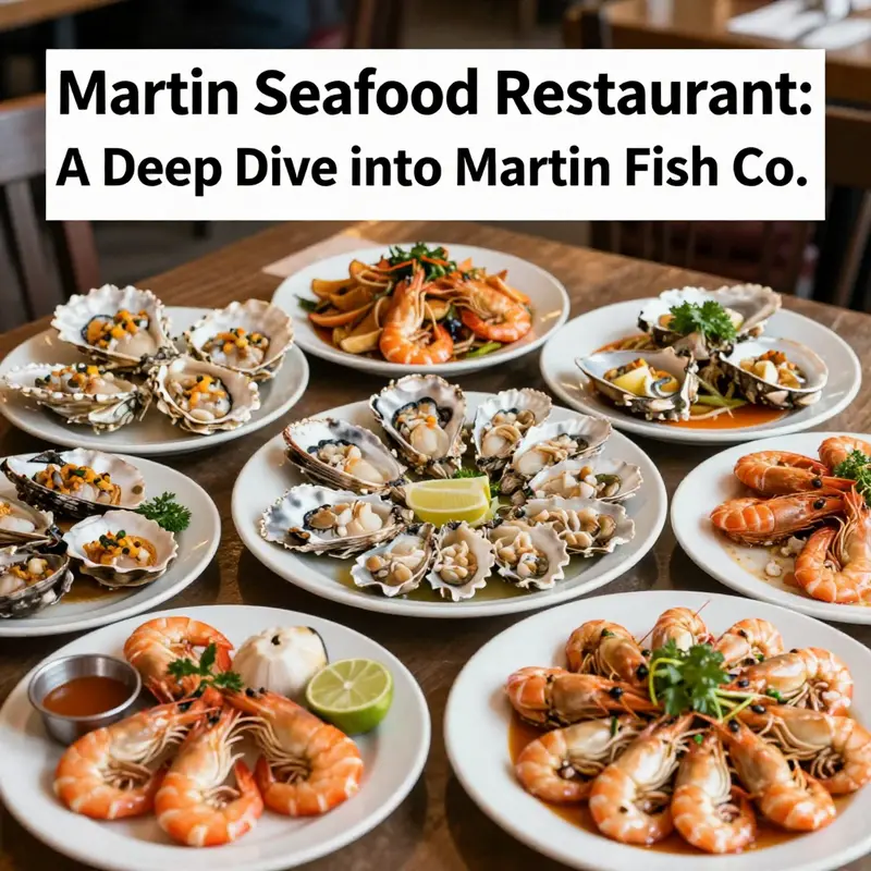 A visually appealing assortment of fresh seafood dishes, highlighting the culinary expertise of Martin Fish Co.