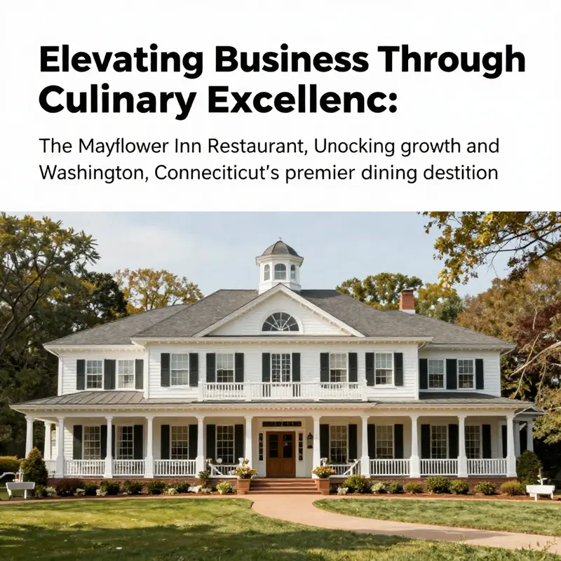 The exterior of Mayflower Inn Restaurant surrounded by lush landscapes, showcasing its architectural beauty.