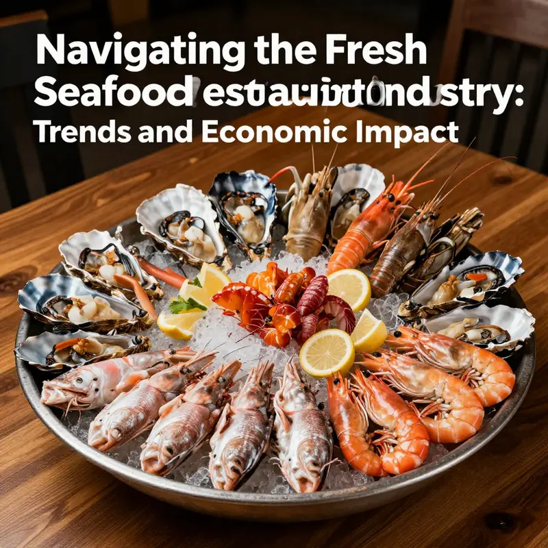 An exquisitely arranged seafood platter showcasing diverse types of fresh seafood.