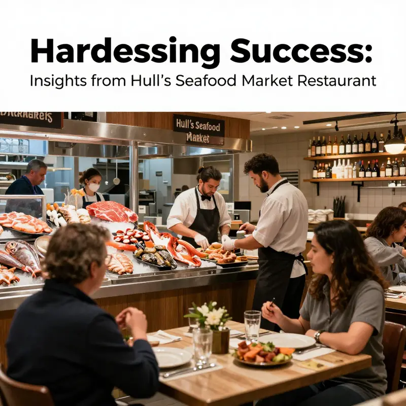 Inside Hull’s Seafood Market Restaurant, demonstrating lively operations and customer engagement.