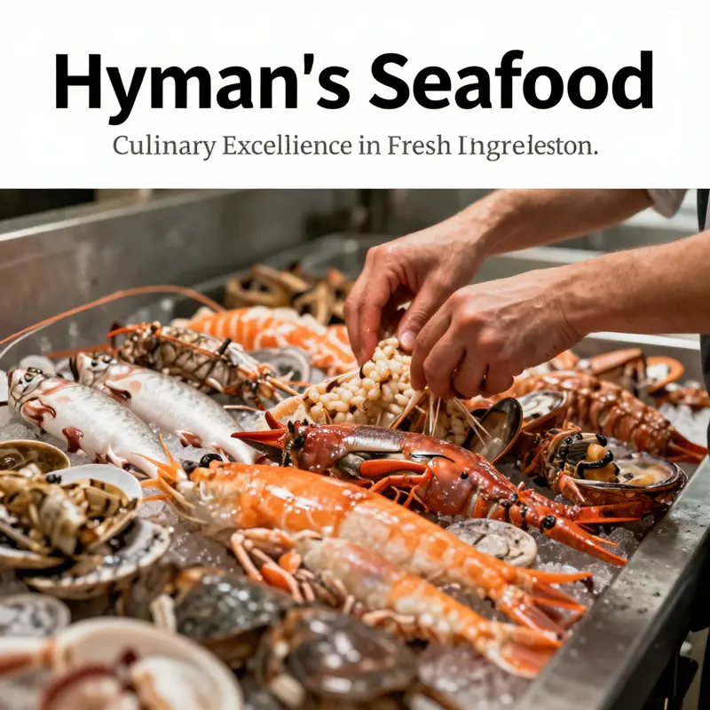 A lively dining atmosphere at Hyman’s Seafood, illustrating the restaurant’s popularity among locals and visitors.