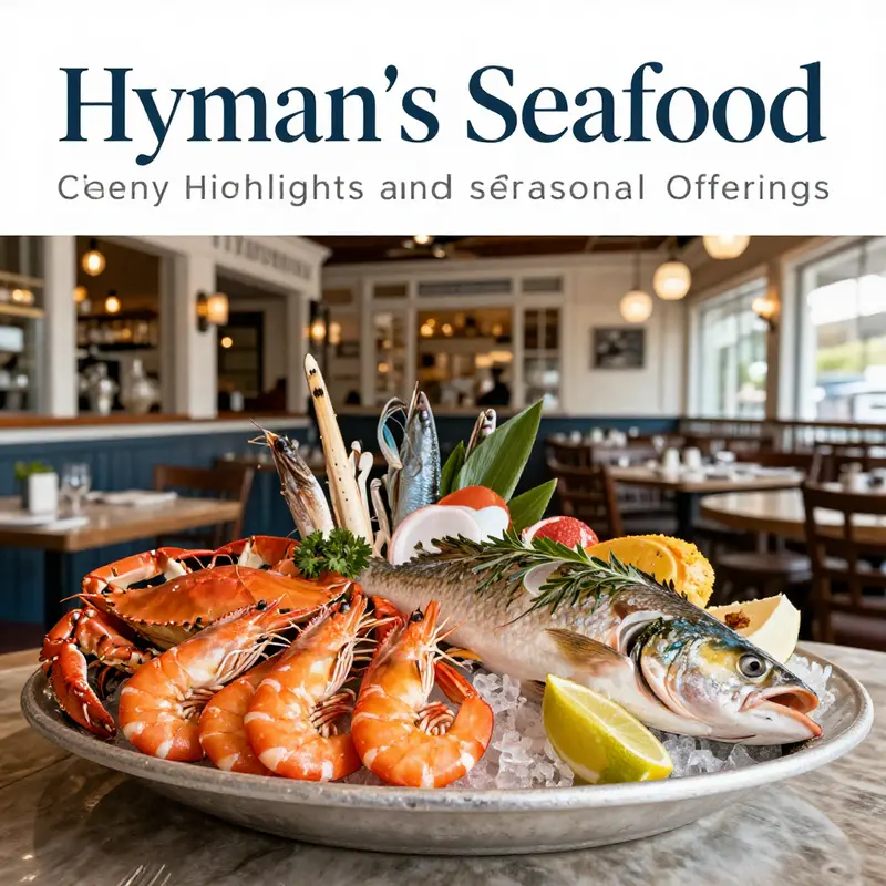 A lively dining atmosphere at Hyman’s Seafood, illustrating the restaurant’s popularity among locals and visitors.