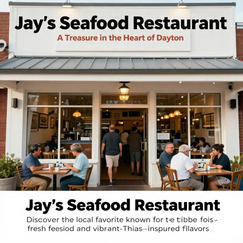 The entrance of Jay's Seafood Restaurant in Dayton, showcasing a friendly atmosphere.