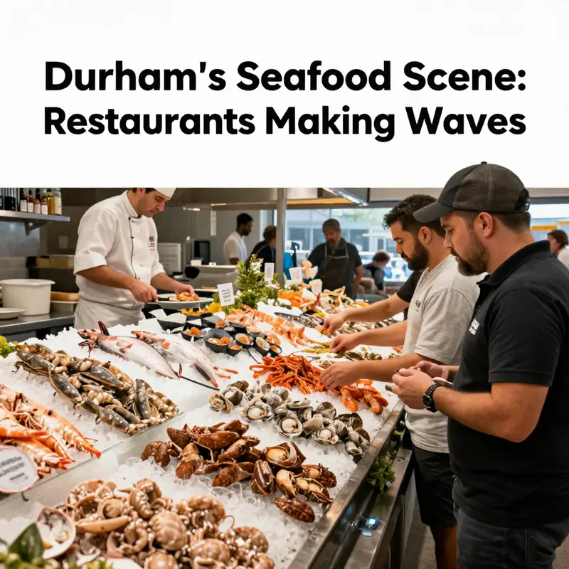 Diners enjoy fresh and flavorful seafood in the inviting atmosphere of Saltbox Seafood Joint.