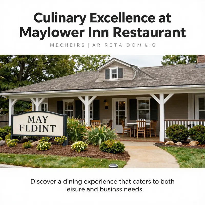 Exterior view of Mayflower Inn Restaurant with lush landscaping, welcoming guests to an exquisite dining experience.