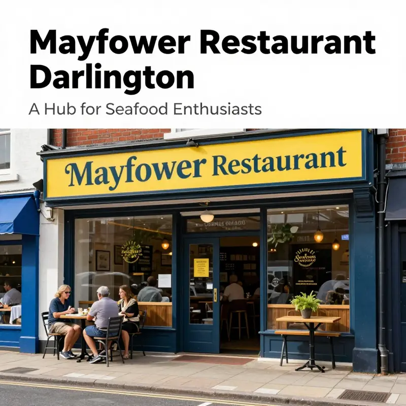 The welcoming entrance of Mayflower Seafood Restaurant, a landmark for seafood lovers in Darlington.