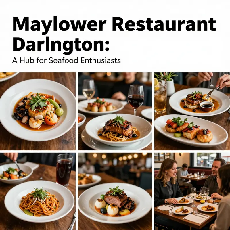 A montage reflecting the ambiance, delicious food, and happy customers at Mayflower Restaurant.