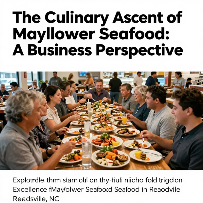 A vibrant scene of diners enjoying seafood dishes at Mayflower Seafood restaurant, portraying a lively atmosphere.