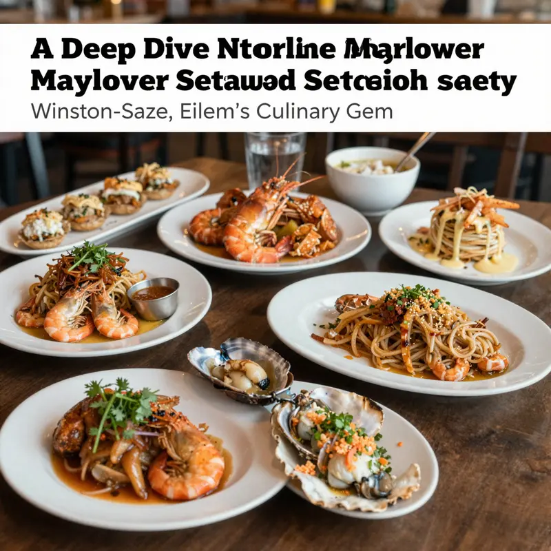 A variety of seafood dishes elegantly arranged in the dining area of Mayflower Seafood Restaurant.
