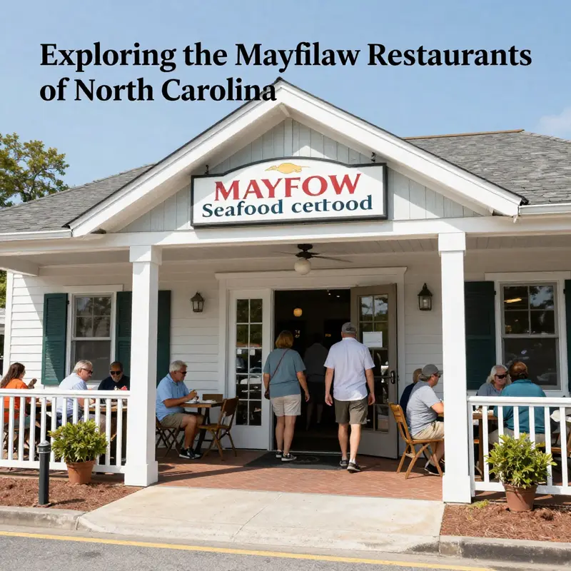 Exterior view of a Mayflower Seafood restaurant, capturing its welcoming entrance.