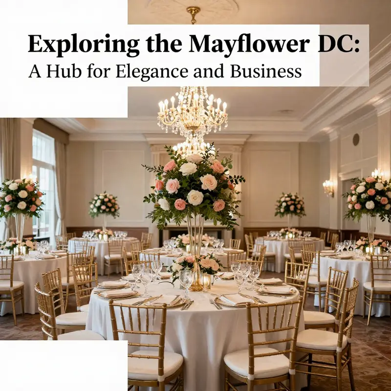 The historic lobby of The Mayflower Hotel, a testament to its rich past and elegance.