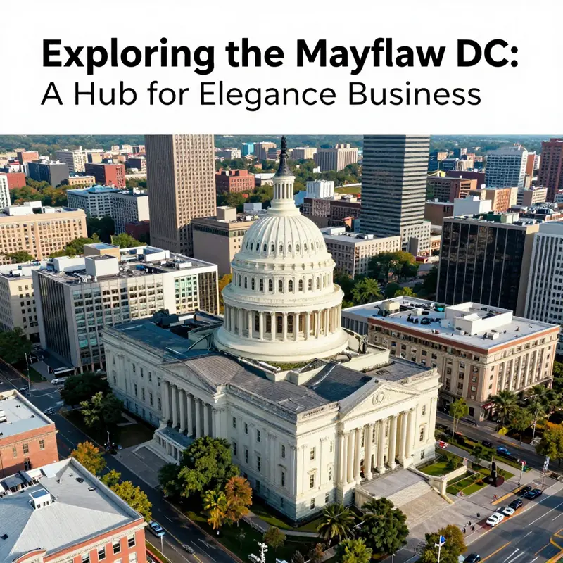 Aerial view of The Mayflower Hotel in downtown Washington, DC showcasing its historic architecture.