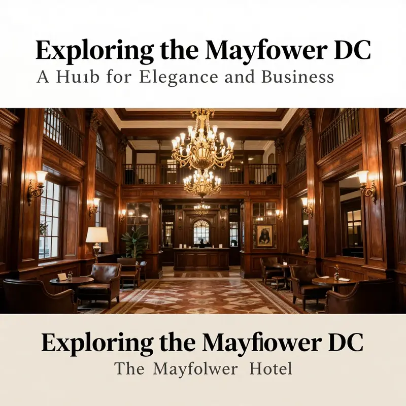 The historic lobby of The Mayflower Hotel, a testament to its rich past and elegance.