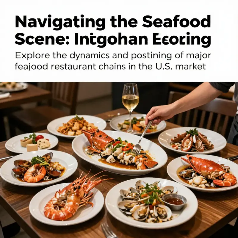 A colorful arrangement of seafood dishes served in a lively restaurant setting.