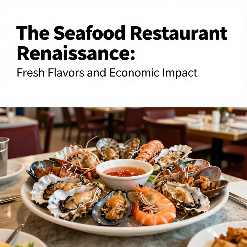 A diner savoring a fresh seafood platter in a lively restaurant atmosphere.