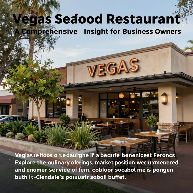 An attractive front entrance of Vegas Seafood Restaurant surrounded by greenery and outdoor seating arrangements.