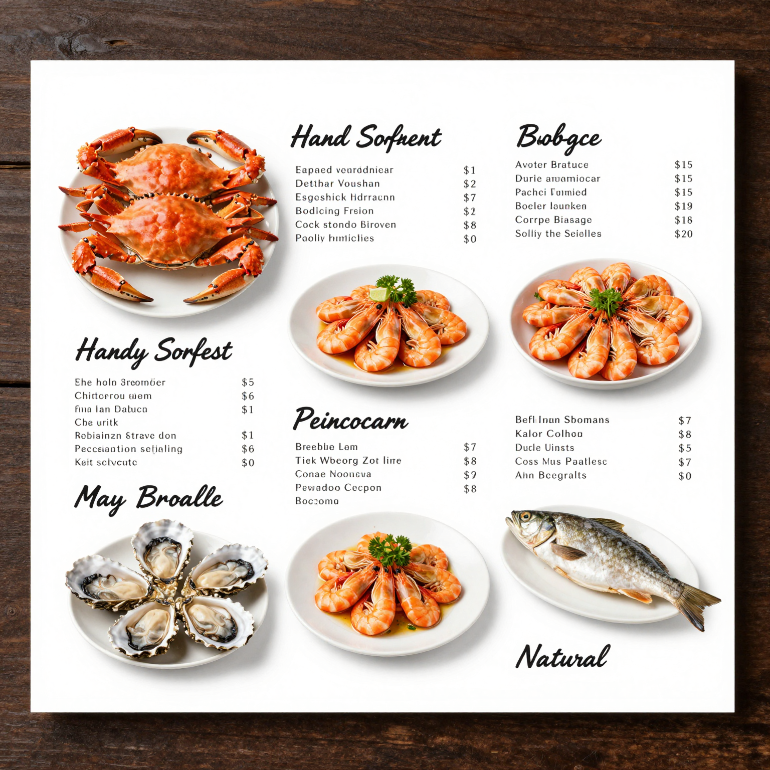 Conrad Seafood Restaurant Menu