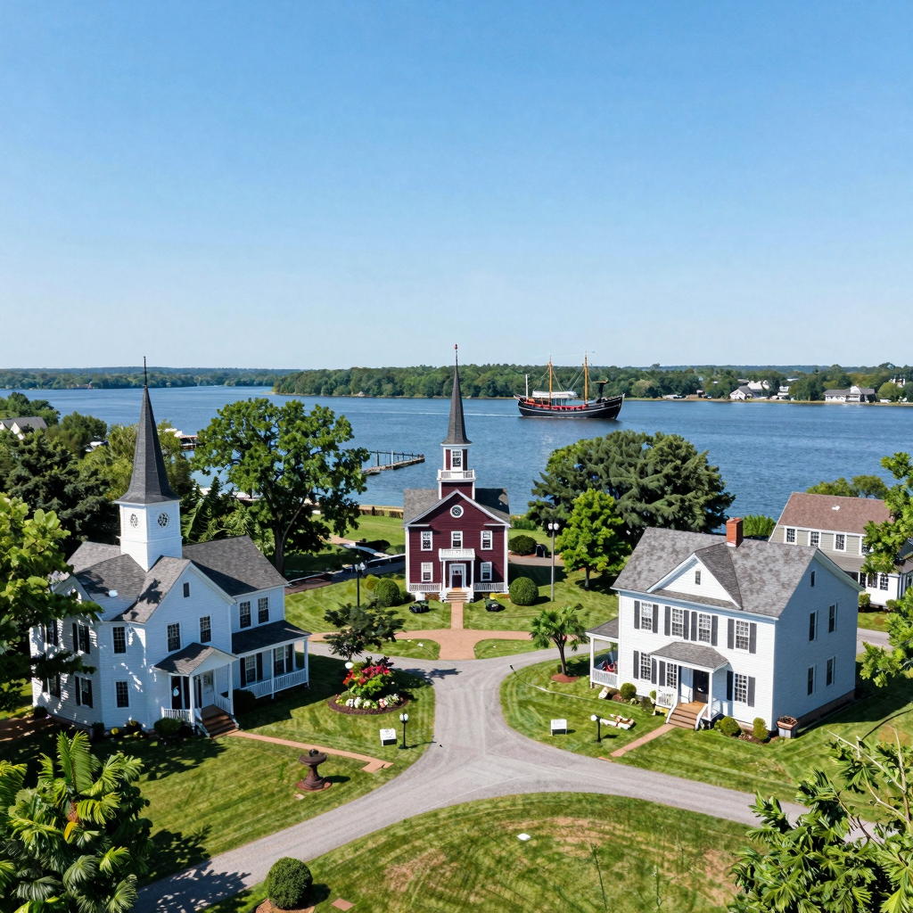 A scenic landscape of Mayflower, CT, featuring local landmarks and greenery to attract business owners.