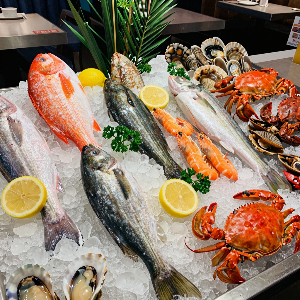 A collection of fresh seafood at a Niagara seafood restaurant