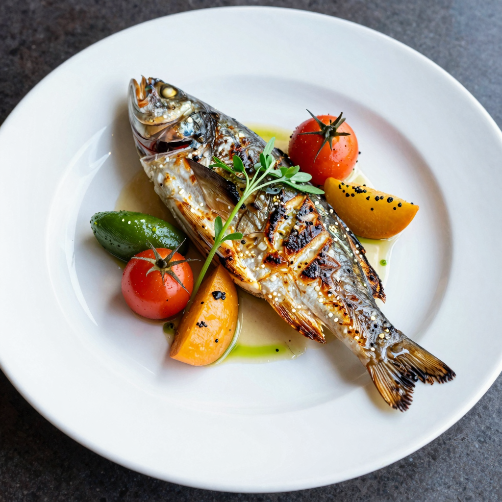 Beautifully plated sustainable seafood dish