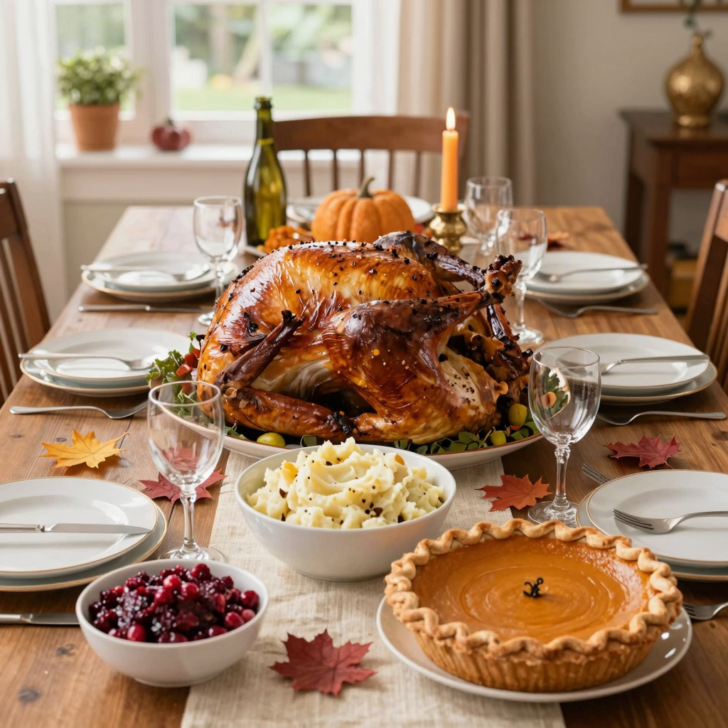 Festive Thanksgiving Dinner Setting