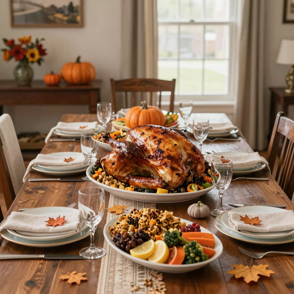 Thanksgiving dining scene at a restaurant