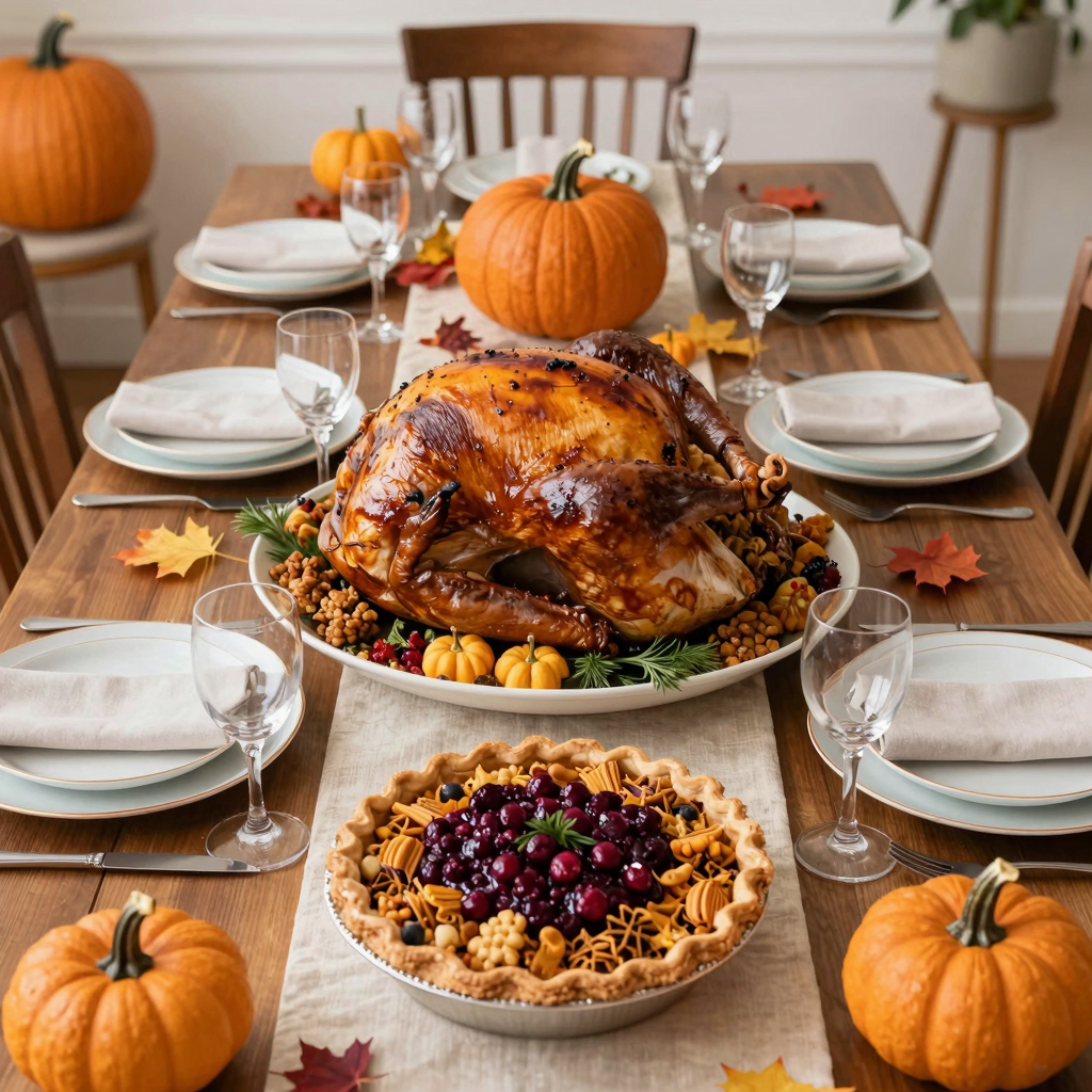 Traditional Thanksgiving Dinner Table