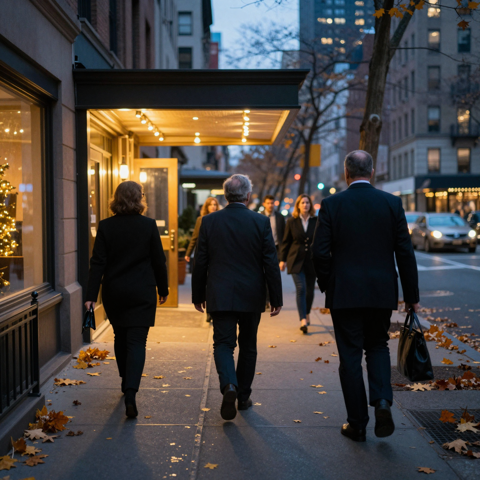 NYC Thanksgiving Street Scene with Business Professionals