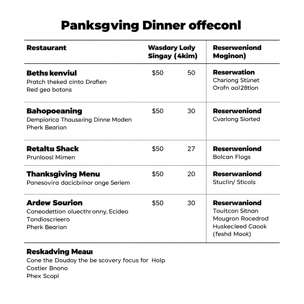 Thanksgiving Dinner Menu Comparisons