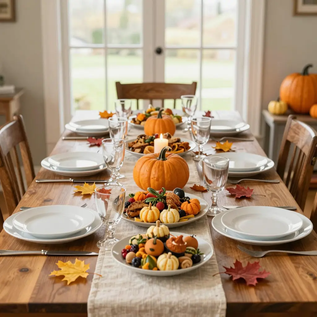 Beautifully Set Thanksgiving Dinner Table