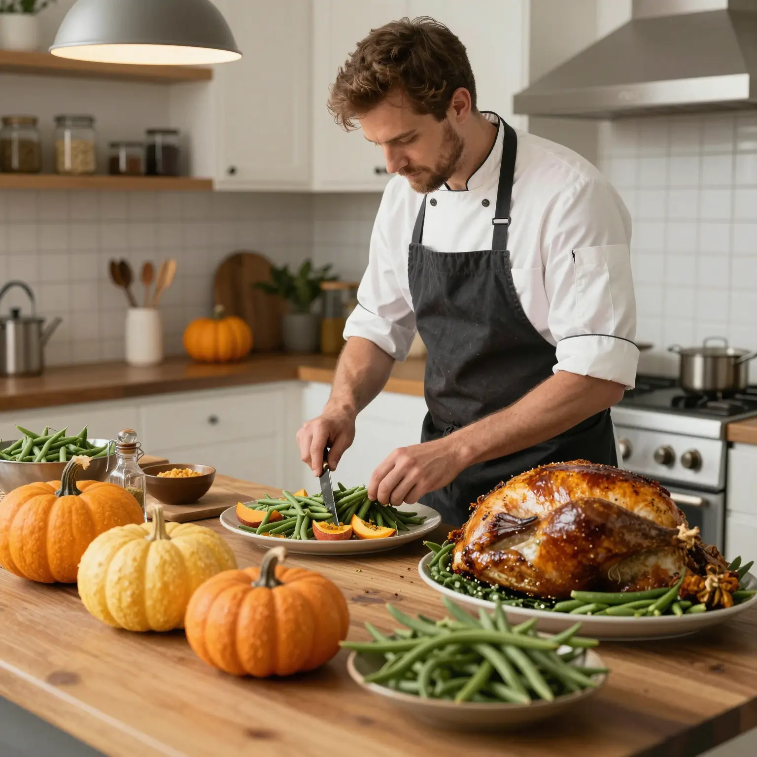 Chef preparing Thanksgiving dinner