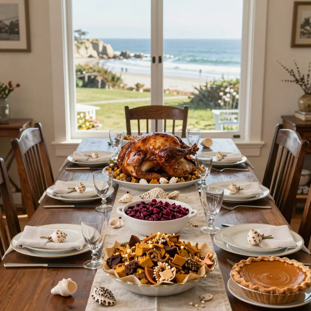 Thanksgiving dinner setting in Morro Bay