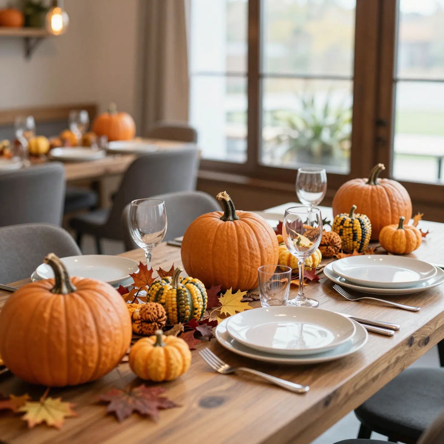 Festive Thanksgiving Restaurant Setting