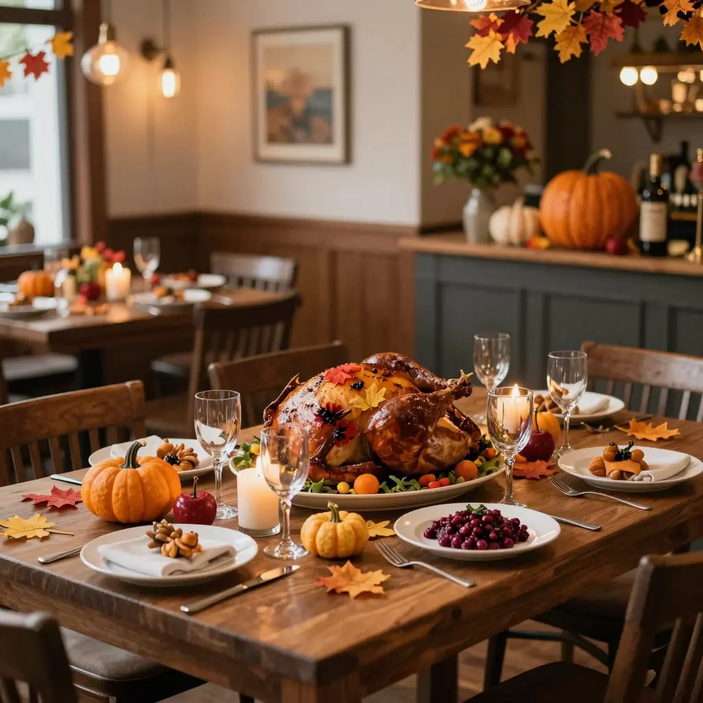 Cozy Thanksgiving Restaurant Setting