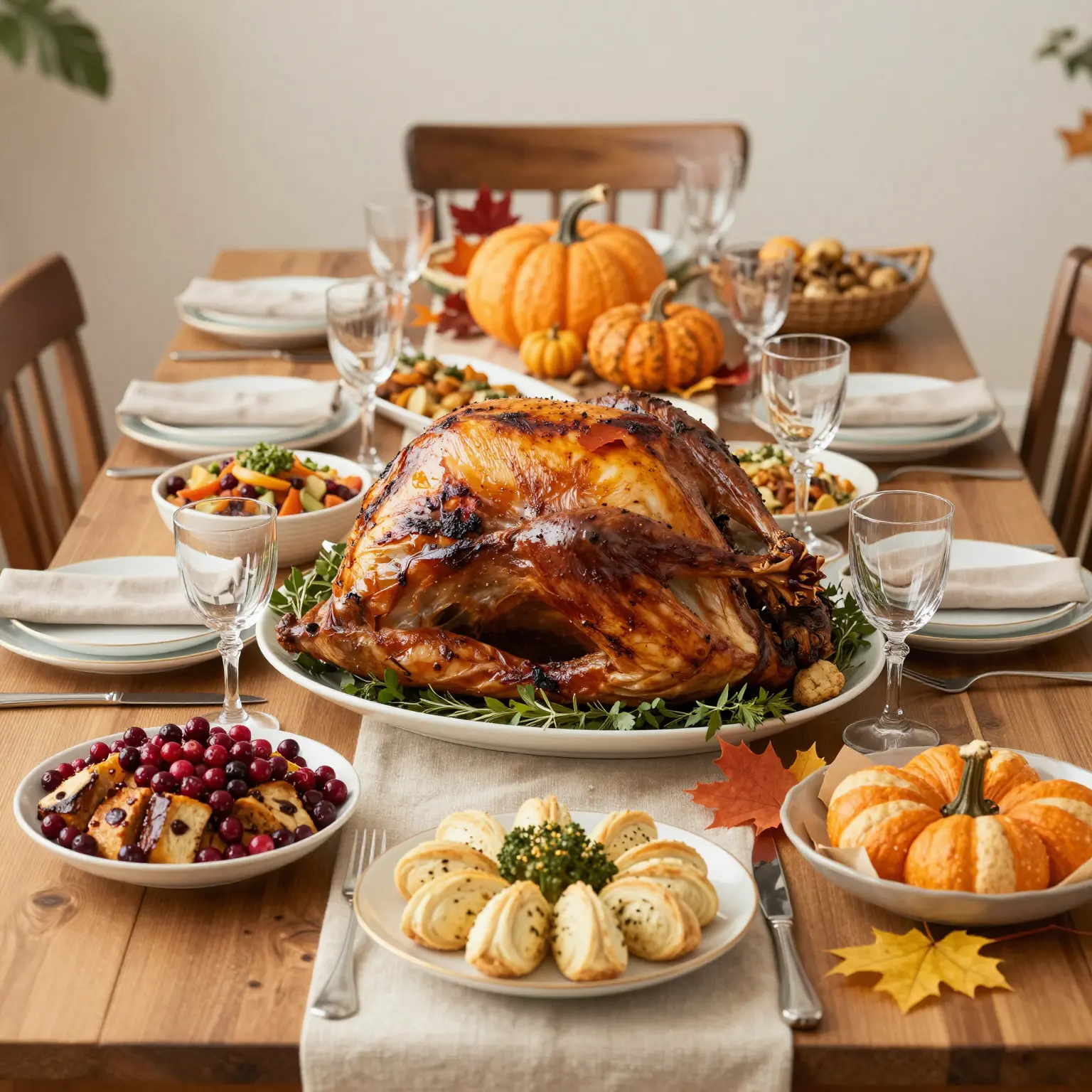 Beautifully Set Thanksgiving Dinner Table