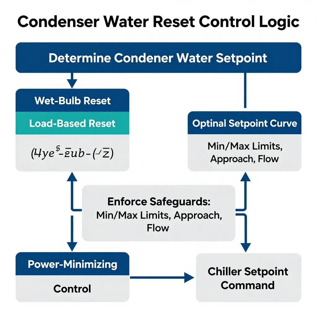 Condenser water reset control logic